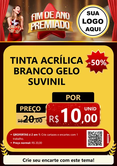 Modelo de Cartaz para Cartaz A4 Vertical com o tema Fim de Ano Premiado para Tintas e Ferramentas