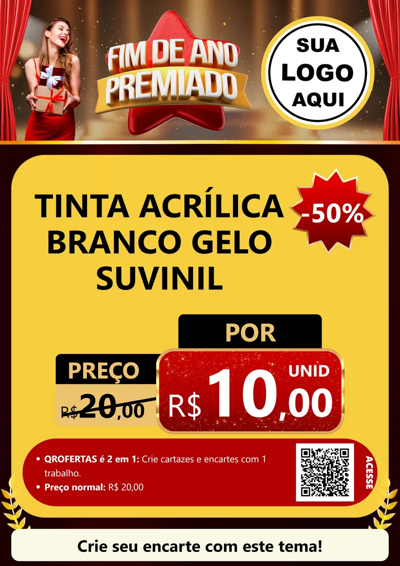 Modelo de Cartaz para Cartaz A4 Vertical com o tema Fim de Ano Premiado para Tintas e Ferramentas