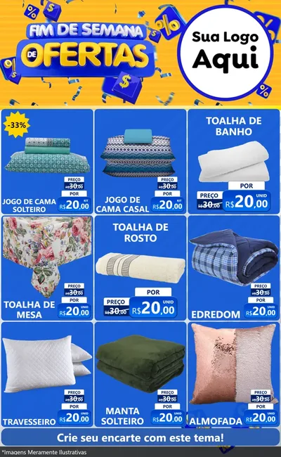 Modelo de Encarte para Encarte Grande com o tema Fim de Semana de Ofertas para Cama, Mesa e Banho