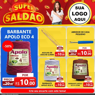 Modelo de Rede Social para Feed Facebook com o tema Super Saldão para Armarinho e Aviamentos