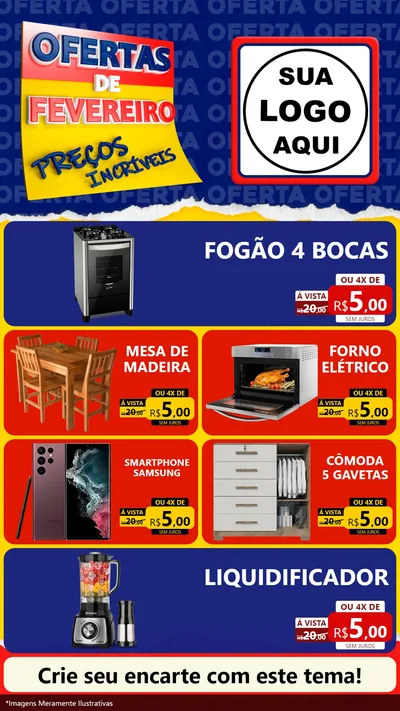 Modelo de TV para TV Vertical com o tema Ofertas de Fevereiro - Preços Incríveis para Móveis e Eletro