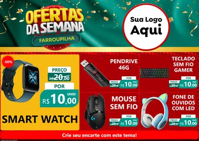 Modelo de Encarte para Encarte A4 Horizontal com o tema Ofertas da Semana Farroupilha para Informática