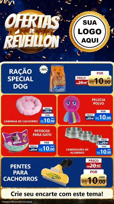 Modelo de TV para TV Vertical com o tema Ofertas de Réveillon para Pet Shop
