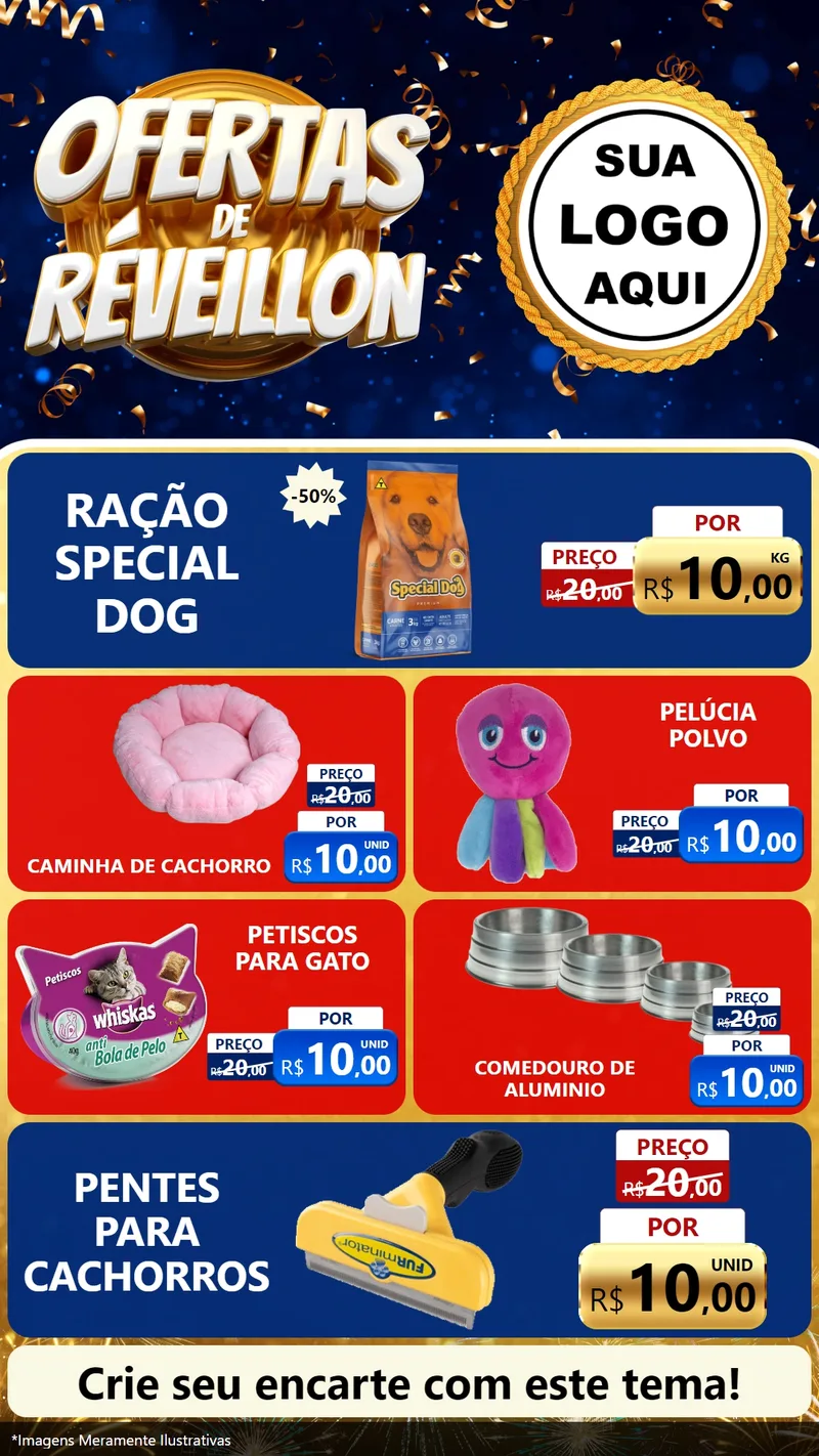 Modelo de TV para TV Vertical com o tema Ofertas de Réveillon para Pet Shop