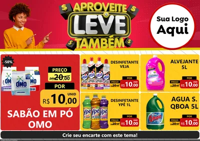 Modelo de Encarte para Encarte A4 Horizontal com o tema Aproveite e Leve Também para Produtos de Limpeza