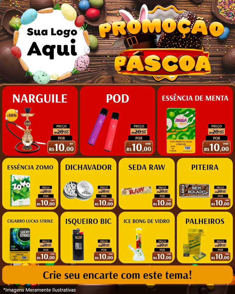 Modelo de Rede Social para Feed Instagram com o tema Promoção Páscoa para Tabacaria