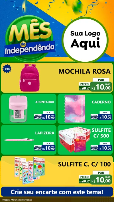 Modelo de TV para TV Vertical com o tema Mês da Independência para Papelaria