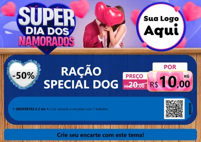 Modelo de Cartaz para Cartaz A4 Horizontal com o tema Super Dia dos Namorados para Pet Shop