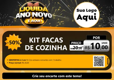 Modelo de Cartaz para Cartaz A4 Horizontal com o tema Liquida Ano Novo É Aqui! para Utilidades Domésticas