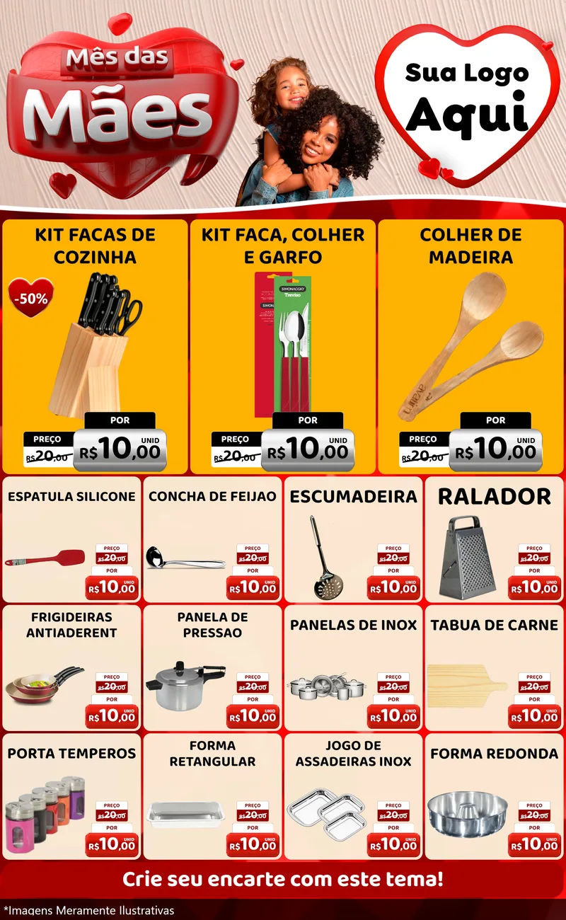 Modelo de Encarte para Encarte Grande com o tema Mês das Mães para Utilidades Domésticas