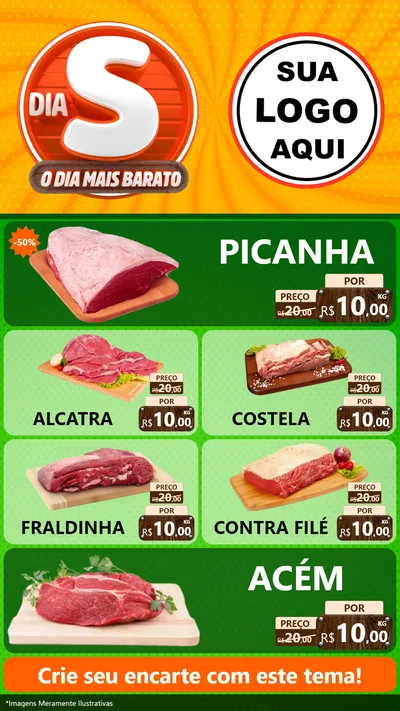 Modelo de TV para TV Vertical com o tema Dia S - O Dia Mais Barato para Açougue