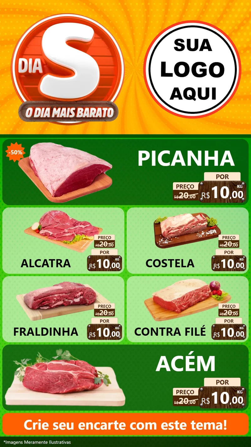 Modelo de TV para TV Vertical com o tema Dia S - O Dia Mais Barato para Açougue