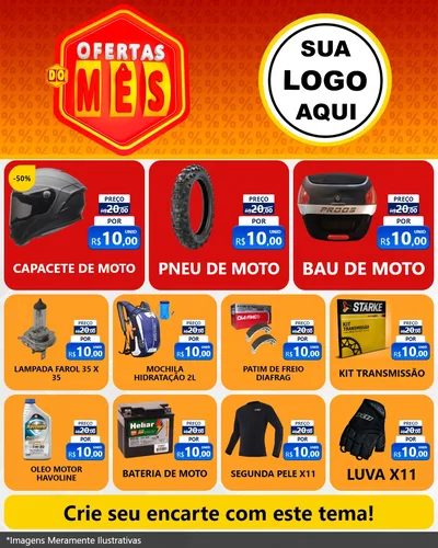 Modelo de Rede Social para Feed Instagram com o tema Ofertas do Mês para Moto peças