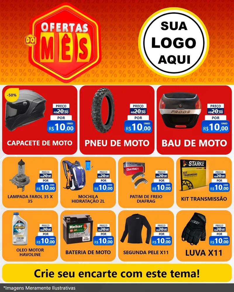 Modelo de Rede Social para Feed Instagram com o tema Ofertas do Mês para Moto peças