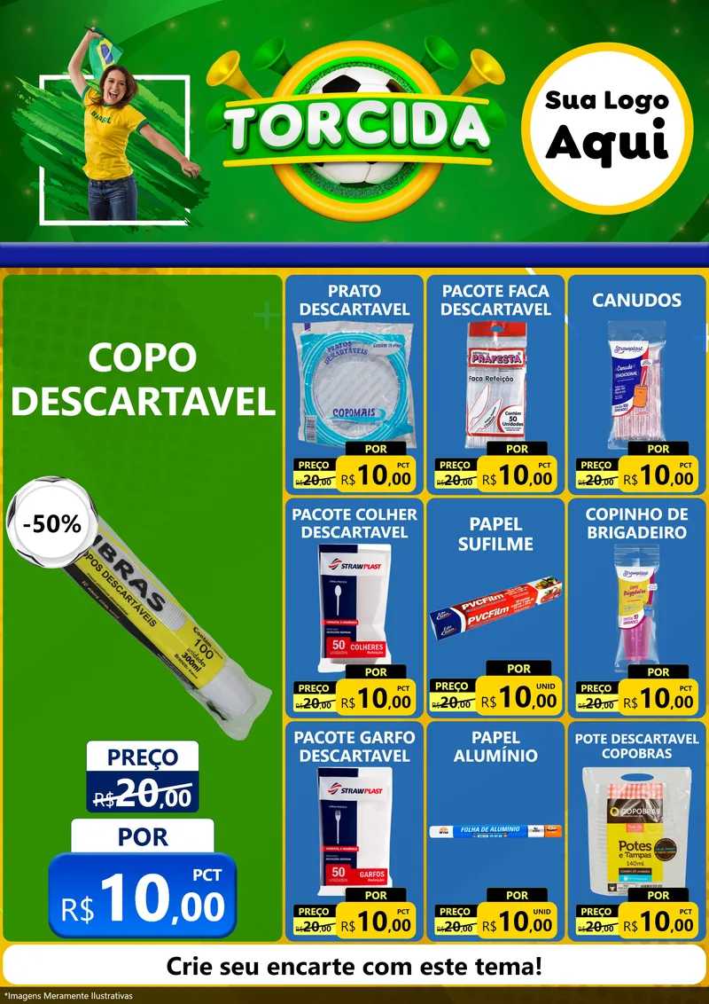 Modelo de Encarte para Encarte A4 Vertical com o tema Torcida para Embalagens