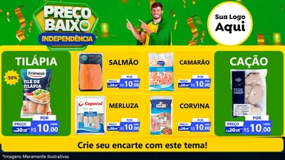 Modelo de TV para TV Horizontal com o tema Preço Baixo de Independência para Peixaria