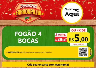 Modelo de Cartaz para Cartaz A4 Horizontal com o tema Semana Farroupilha para Móveis e Eletro