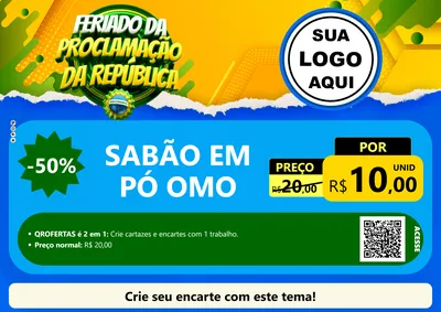 Modelo de Cartaz para Cartaz A4 Horizontal com o tema Feriado da Proclamação da República para Produtos de Limpeza