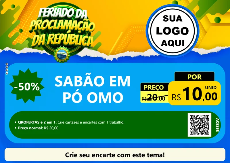 Modelo de Cartaz para Cartaz A4 Horizontal com o tema Feriado da Proclamação da República para Produtos de Limpeza