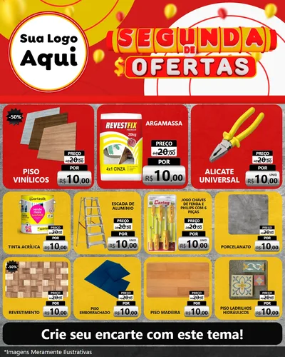 Modelo de Rede Social para Feed Instagram com o tema Segunda de Ofertas para Material para Construção