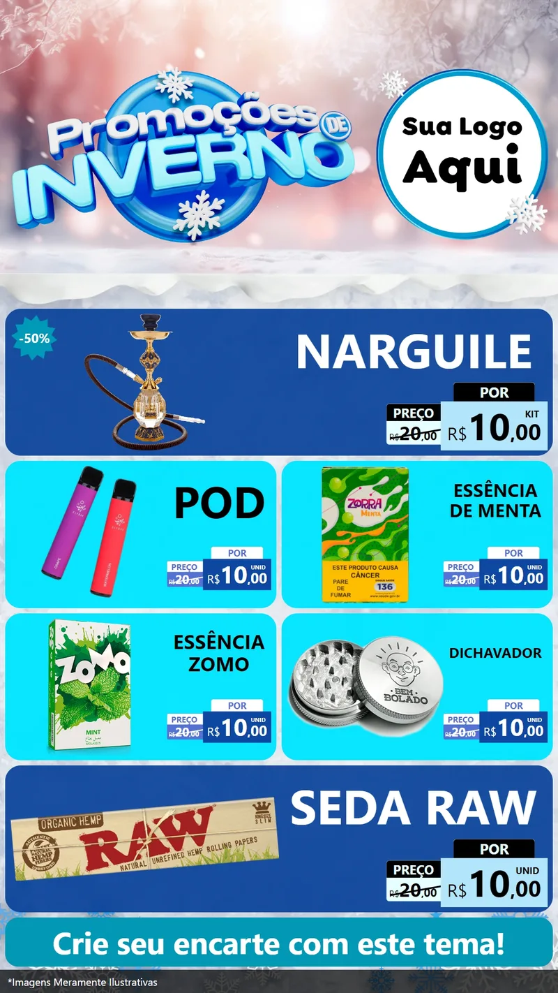 Modelo de TV para TV Vertical com o tema Promoções de Inverno para Tabacaria