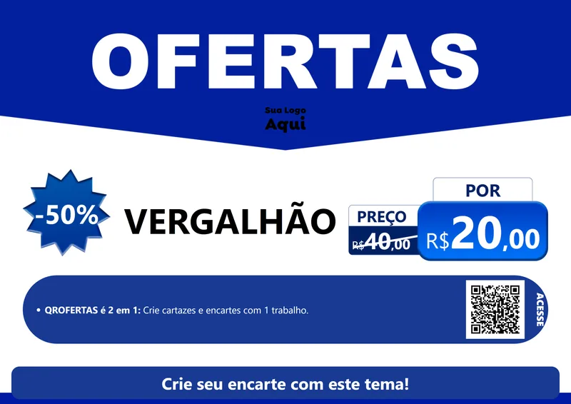 Modelo de Cartaz para Cartaz A4 Horizontal com o tema Ofertas Azul Cartaz para Ferragens