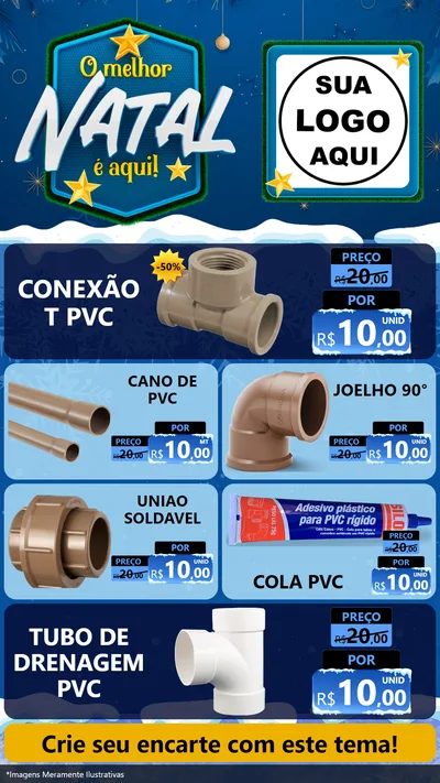 Modelo de TV para TV Vertical com o tema O Melhor Natal É Aqui! para Tubos e conexões