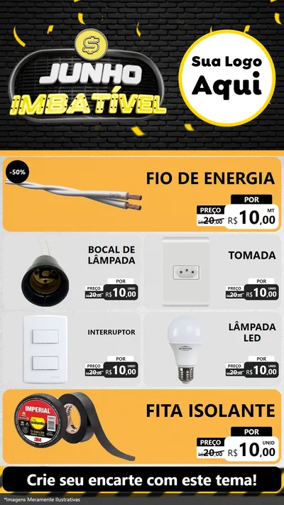 Modelo de TV para TV Vertical com o tema Junho Imbatível para Materiais Elétricos