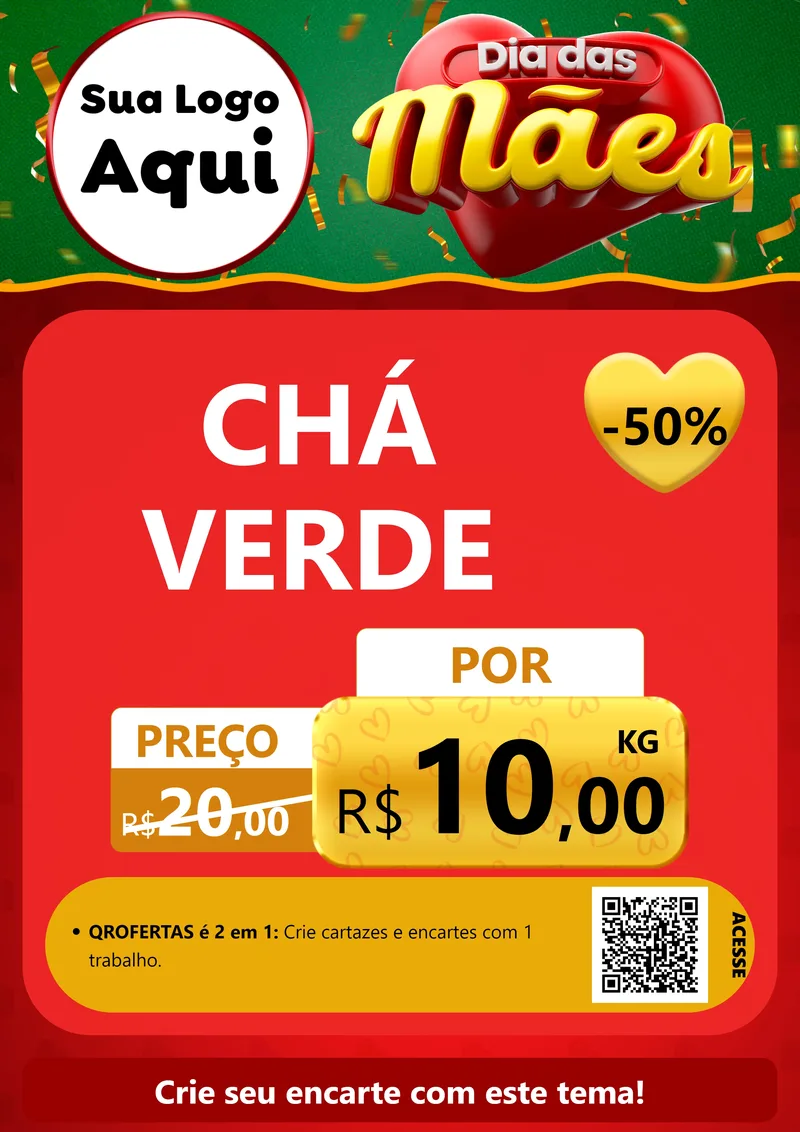 Modelo de Cartaz para Cartaz A4 Vertical com o tema Dia das Mães para Produtos Naturais