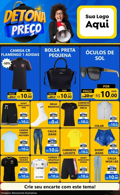 Modelo de Encarte para Encarte Grande com o tema Detona Preços para Roupas e acessórios