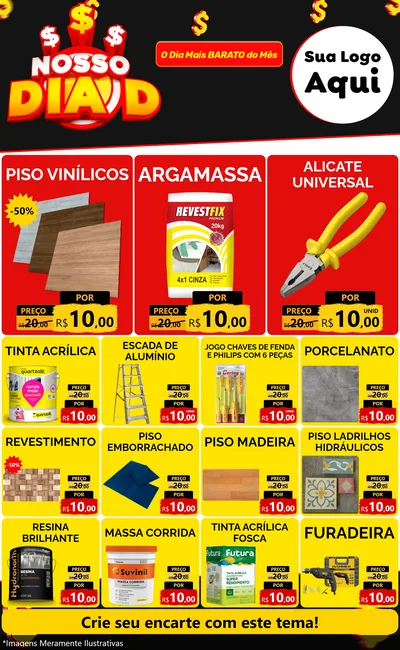 Modelo de Encarte para Encarte Grande com o tema Nosso Dia D para Material para Construção