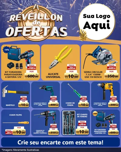 Modelo de Rede Social para Feed Instagram com o tema Réveillon de Ofertas para Maquinas e Ferramentas