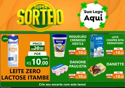Modelo de Encarte para Encarte A4 Horizontal com o tema Super Sorteio para Frios e Laticínios