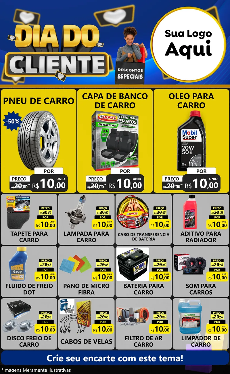 Modelo de Encarte para Encarte Grande com o tema Dia Do Cliente para Auto peças