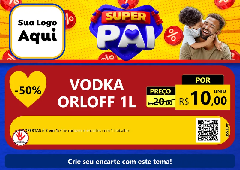 Modelo de Cartaz para Cartaz A4 Horizontal com o tema Super Pai para Distribuidora de bebidas