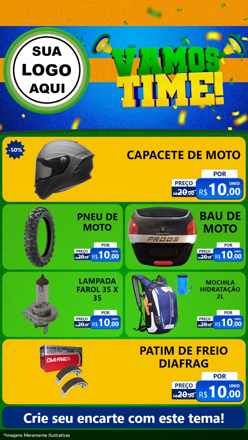 Modelo de TV para TV Vertical com o tema Vamos Time! para Moto peças