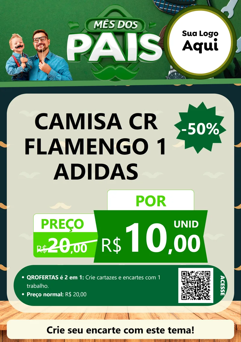 Modelo de Cartaz para Cartaz A4 Vertical com o tema Mês dos Pais para Roupas e acessórios