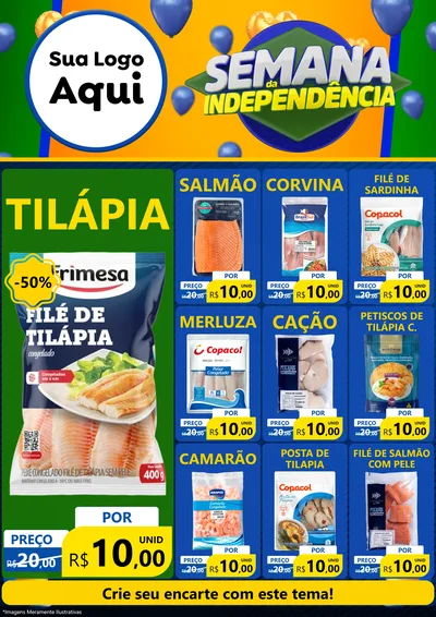 Modelo de Encarte para Encarte A4 Vertical com o tema Semana da Independência para Peixaria