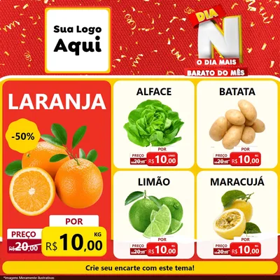 Modelo de Rede Social para Feed Facebook com o tema Dia N o Dia Mais Barato do Mês para Hortifrúti