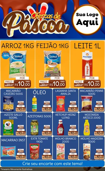 Modelo de Encarte para Encarte Grande com o tema Ofertas de Páscoa para Supermercado