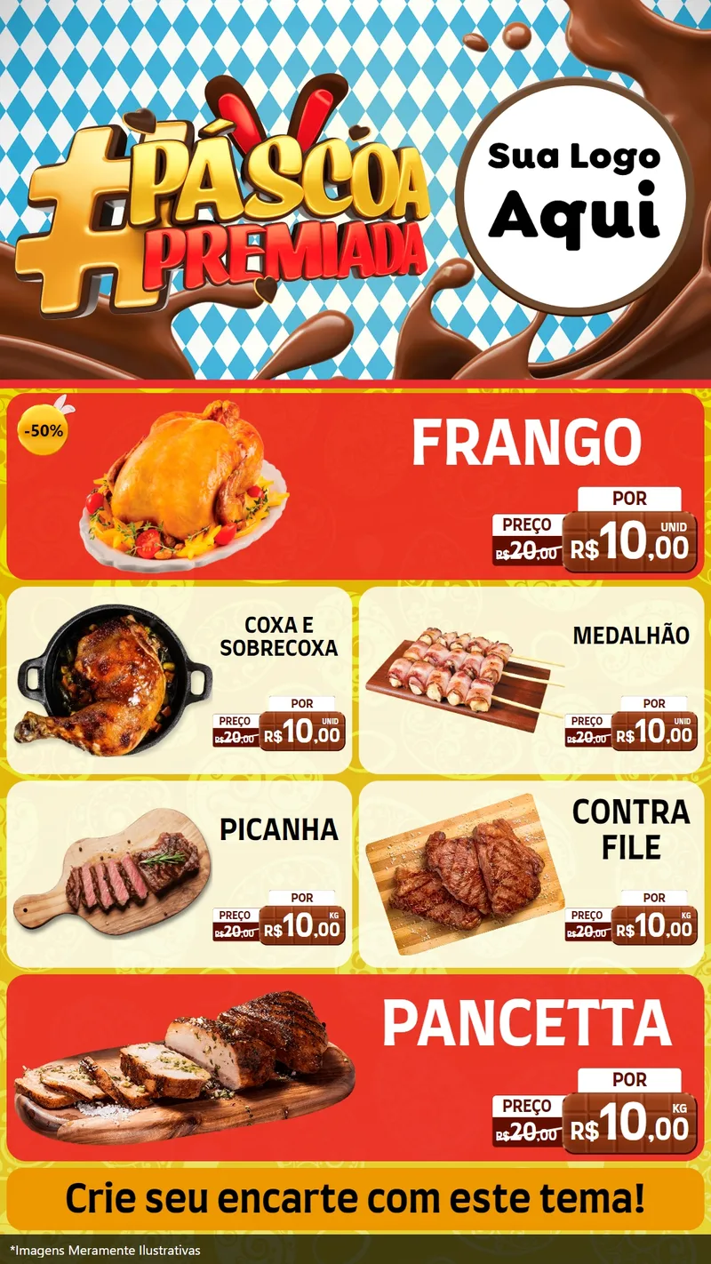 Modelo de TV para TV Vertical com o tema Páscoa Premiada para Assados