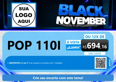 Modelo de Cartaz para Cartaz A4 Horizontal com o tema Black November para Concessionaria de Motos