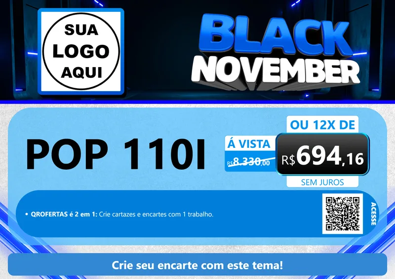 Modelo de Cartaz para Cartaz A4 Horizontal com o tema Black November para Concessionaria de Motos
