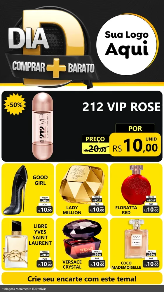 Modelo de Rede Social para Stories com o tema Dia D Mais Economia para Perfumes