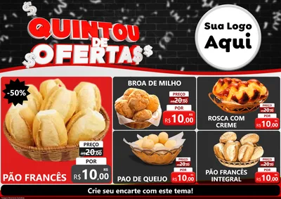 Modelo de Encarte para Encarte A4 Horizontal com o tema Quintou de Ofertas para Padaria
