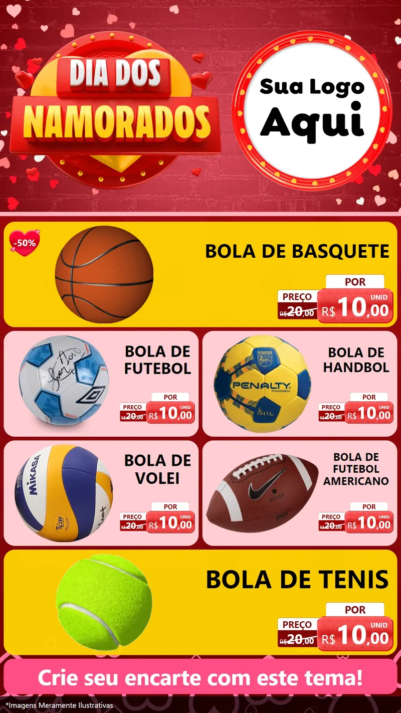 Modelo de TV para TV Vertical com o tema Dia Dos Namorados para Artigos Esportivos