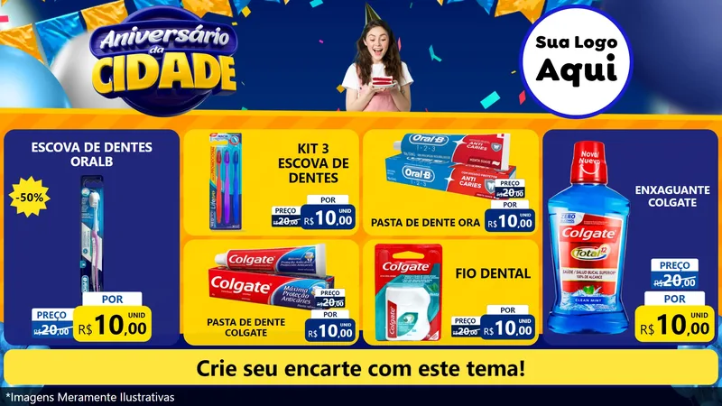 Modelo de TV para TV Horizontal com o tema Aniversário da Cidade para Higiene Pessoal