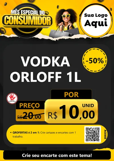 Modelo de Cartaz para Cartaz A4 Vertical com o tema Mês Especial do Consumidor para Distribuidora de bebidas