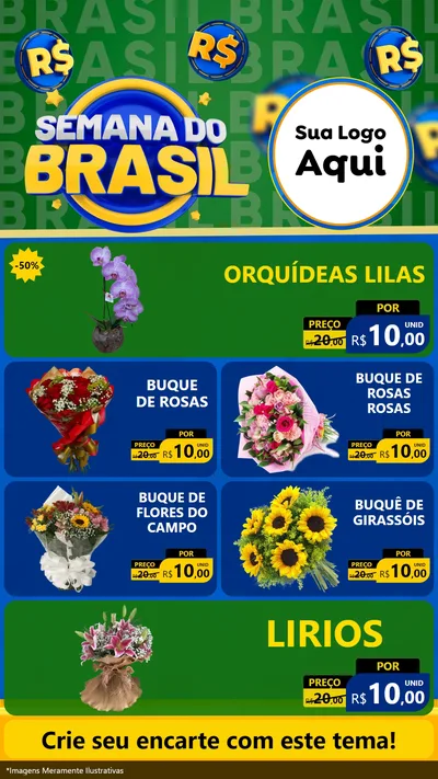 Modelo de TV para TV Vertical com o tema Semana Do Brasil para Floricultura e jardim