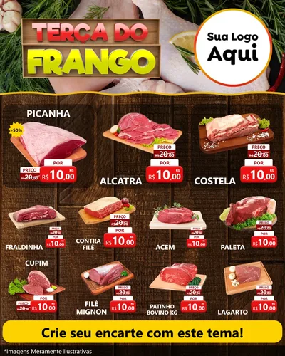 Modelo de Rede Social para Feed Instagram com o tema Terça do Frango para Açougue